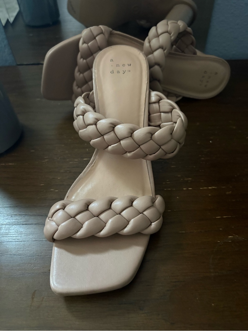 A New Day - Braided Double-Strap Slide Heels — Beige